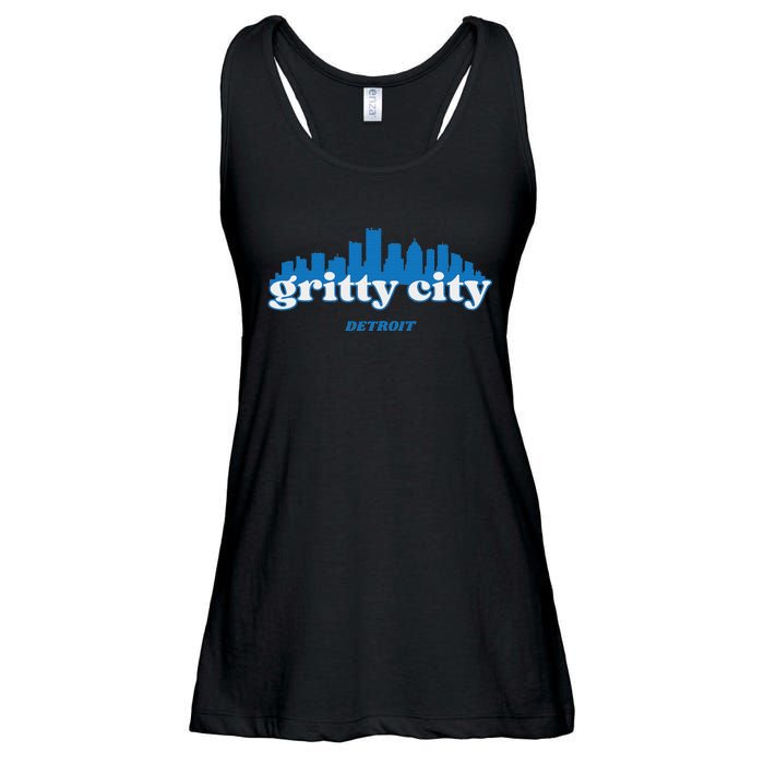 Gritty City Detroit Michigan Blue And White Ladies Essential Flowy Tank