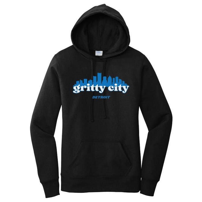 Gritty City Detroit Michigan Blue And White Women's Pullover Hoodie