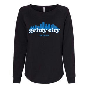 Gritty City Detroit Michigan Blue And White Womens California Wash Sweatshirt