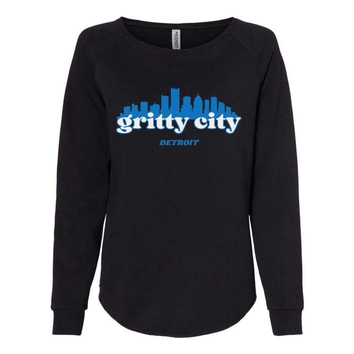 Gritty City Detroit Michigan Blue And White Womens California Wash Sweatshirt