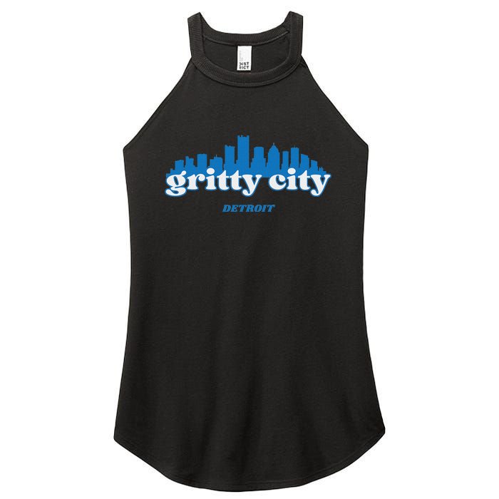 Gritty City Detroit Michigan Blue And White Women's Perfect Tri Rocker Tank