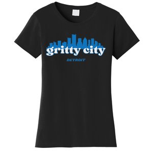 Gritty City Detroit Michigan Blue And White Women's T-Shirt