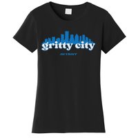 Gritty City Detroit Michigan Blue And White Women's T-Shirt