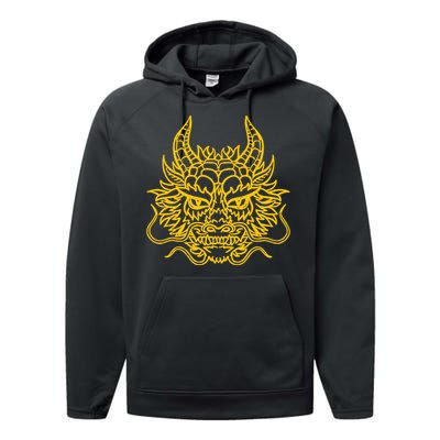 Golden Chinese Dragon Head China Cultural Performance Fleece Hoodie