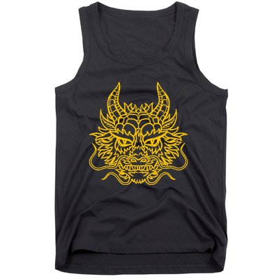 Golden Chinese Dragon Head China Cultural Tank Top