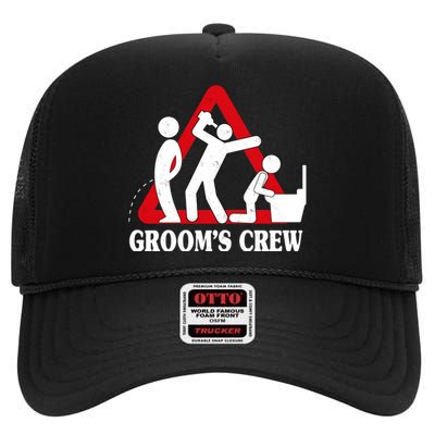 Grooms Crew Drunk Bachelor Party High Crown Mesh Back Trucker Hat