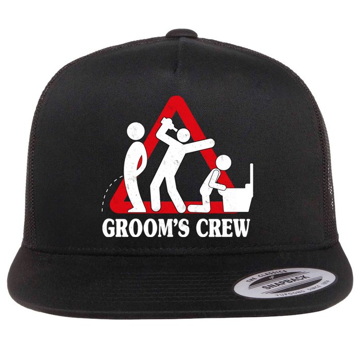 Grooms Crew Drunk Bachelor Party Flat Bill Trucker Hat