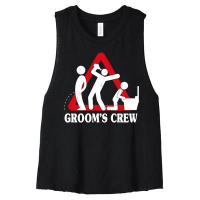 Grooms Crew Drunk Bachelor Party Women's Racerback Cropped Tank