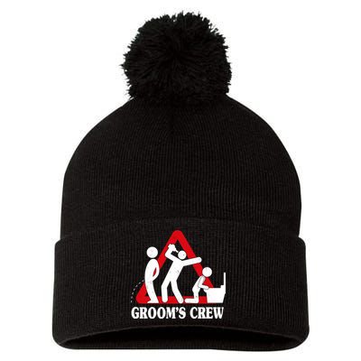 Grooms Crew Drunk Bachelor Party Pom Pom 12in Knit Beanie
