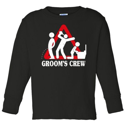 Grooms Crew Drunk Bachelor Party Toddler Long Sleeve Shirt