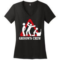 Grooms Crew Drunk Bachelor Party Women's V-Neck T-Shirt