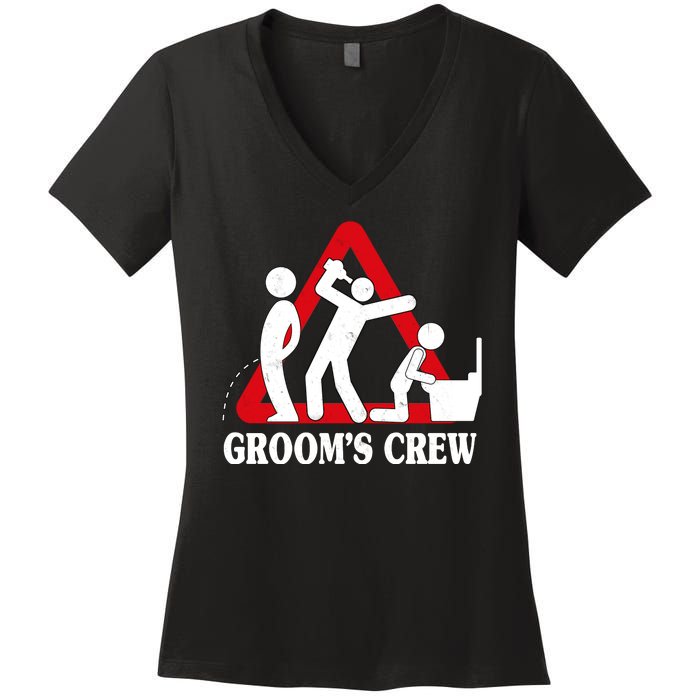 Grooms Crew Drunk Bachelor Party Women's V-Neck T-Shirt