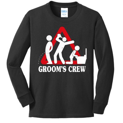 Grooms Crew Drunk Bachelor Party Kids Long Sleeve Shirt