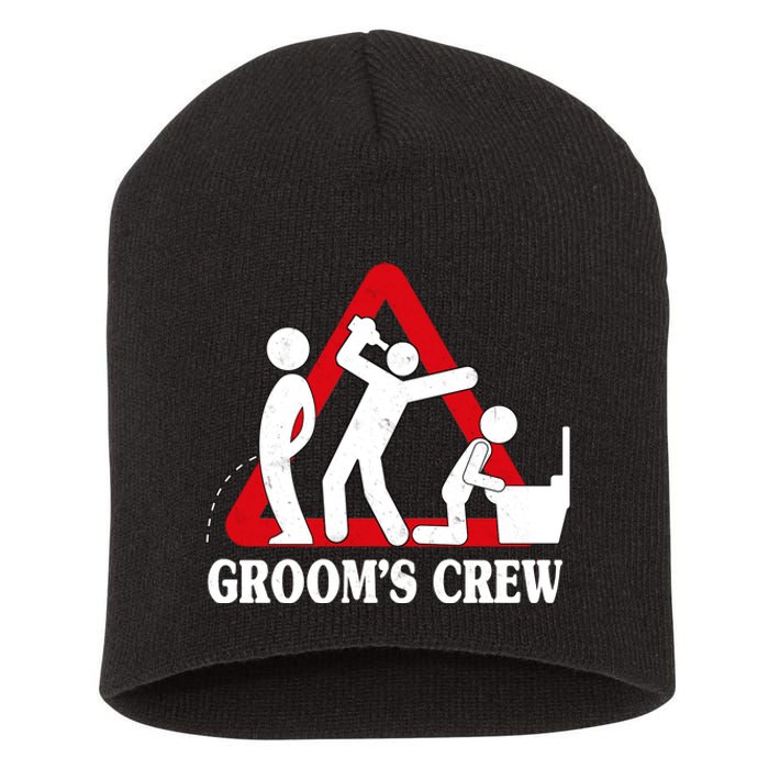 Grooms Crew Drunk Bachelor Party Short Acrylic Beanie