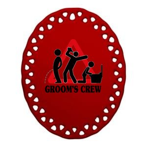 Grooms Crew Drunk Bachelor Party Ceramic Oval Ornament