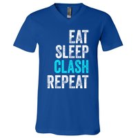 Gaming Clan Eat Sleep Clash Repeat Clans Vintage Great Gift V-Neck T-Shirt