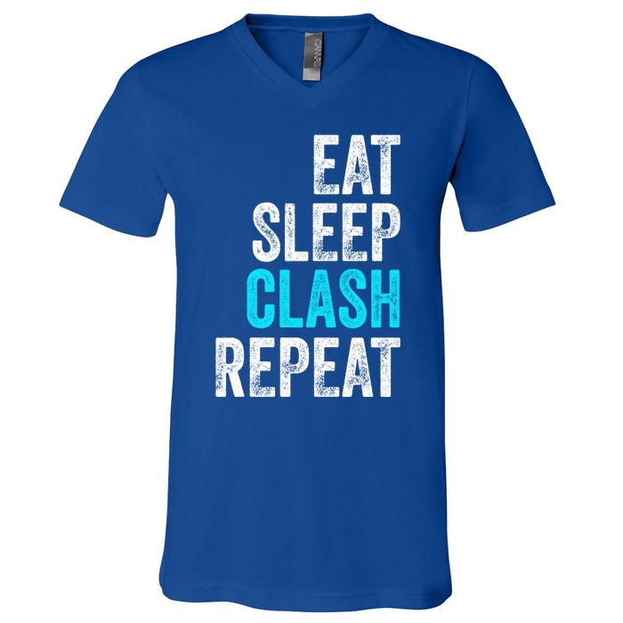 Gaming Clan Eat Sleep Clash Repeat Clans Vintage Great Gift V-Neck T-Shirt