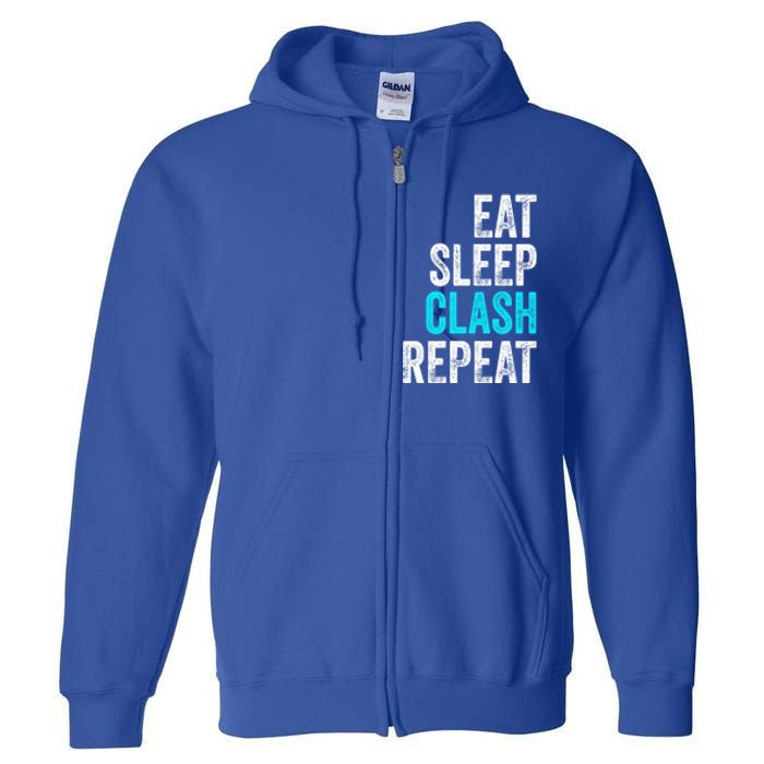 Gaming Clan Eat Sleep Clash Repeat Clans Vintage Great Gift Full Zip Hoodie