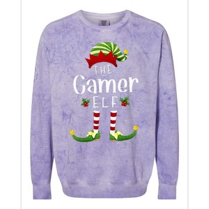 Gamer Christmas Elf Matching Pajama XMas Party Colorblast Crewneck Sweatshirt