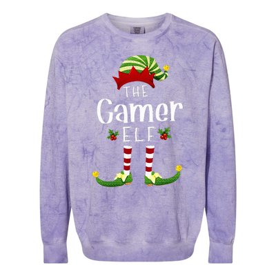 Gamer Christmas Elf Matching Pajama XMas Party Colorblast Crewneck Sweatshirt