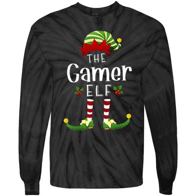 Gamer Christmas Elf Matching Pajama XMas Party Tie-Dye Long Sleeve Shirt