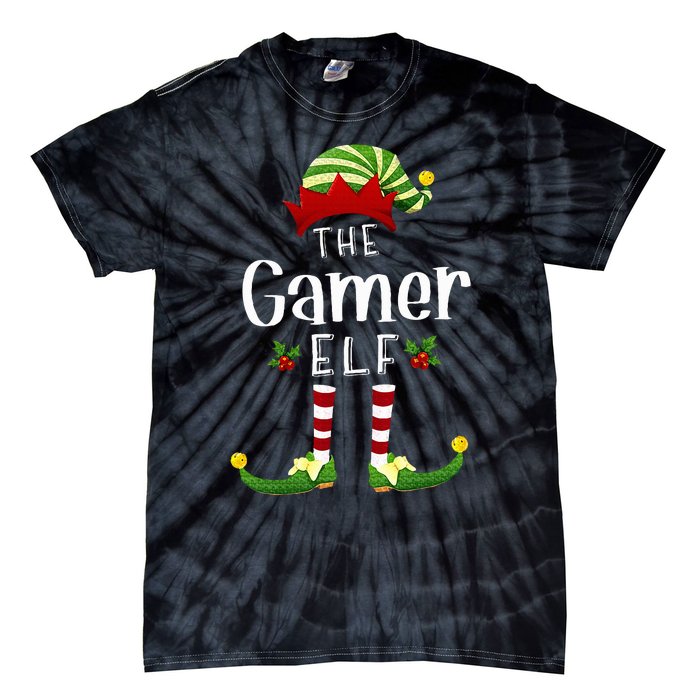 Gamer Christmas Elf Matching Pajama XMas Party Tie-Dye T-Shirt