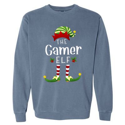 Gamer Christmas Elf Matching Pajama XMas Party Garment-Dyed Sweatshirt