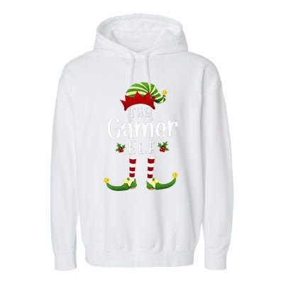 Gamer Christmas Elf Matching Pajama XMas Party Garment-Dyed Fleece Hoodie