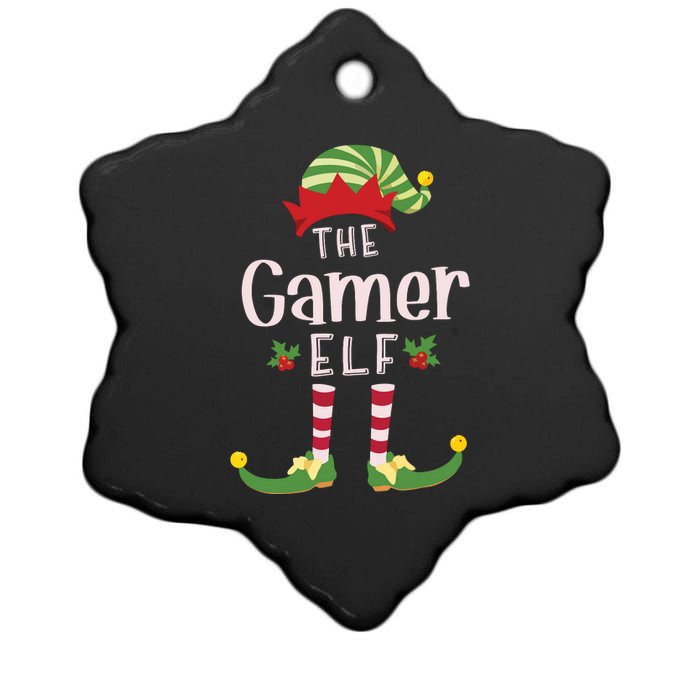 Gamer Christmas Elf Matching Pajama Xmas Party Ceramic Star Ornament