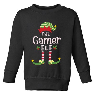 Gamer Christmas Elf Matching Pajama Xmas Party Toddler Sweatshirt