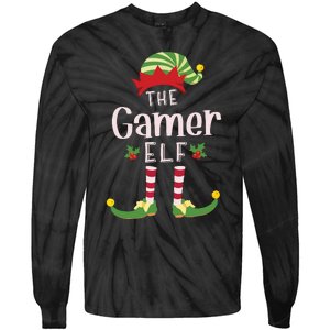 Gamer Christmas Elf Matching Pajama Xmas Party Tie-Dye Long Sleeve Shirt