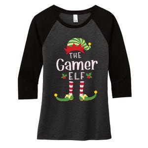 Gamer Christmas Elf Matching Pajama Xmas Party Women's Tri-Blend 3/4-Sleeve Raglan Shirt