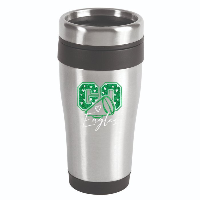 Go Cheer Eagles Saying Females And Males 16oz Travel Tumbler