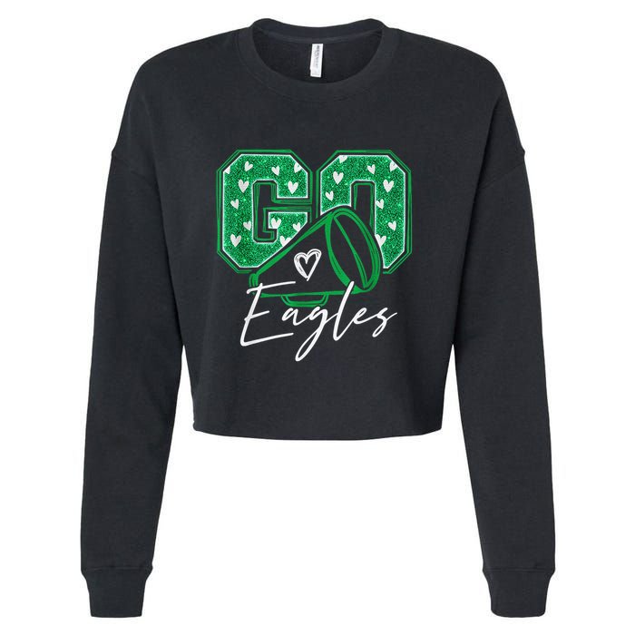 Go Cheer Eagles Saying Females And Males Cropped Pullover Crew