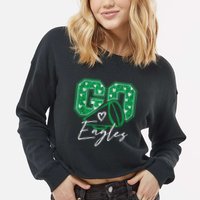 Go Cheer Eagles Saying Females And Males Cropped Pullover Crew