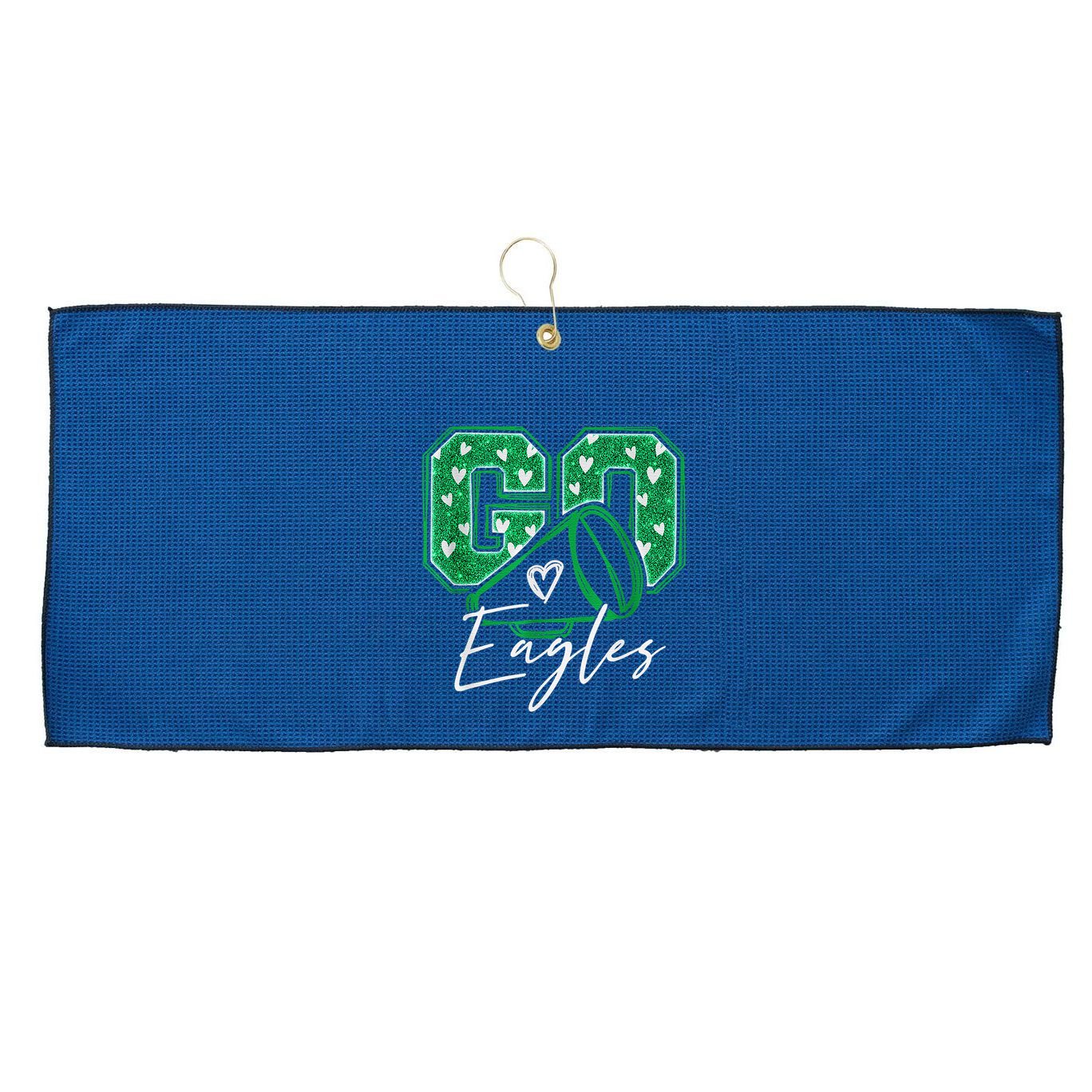 Go Cheer Eagles Saying Females And Males Large Microfiber Waffle Golf Towel