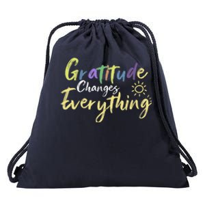 Gratitude Changes Everything Quote Positive Thankful Message Drawstring Bag