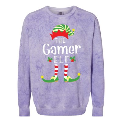 Gamer Christmas Elf Matching Pajama Xmas Party Colorblast Crewneck Sweatshirt