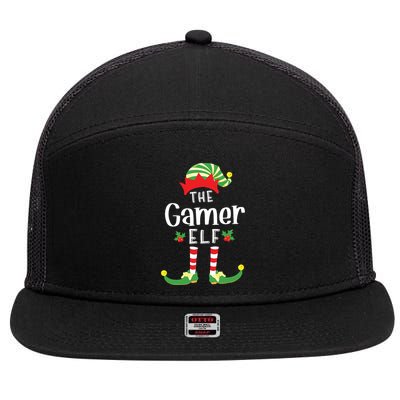 Gamer Christmas Elf Matching Pajama Xmas Party 7 Panel Mesh Trucker Snapback Hat