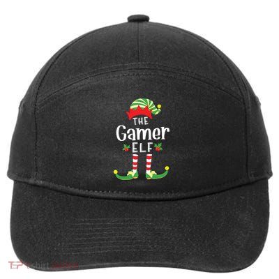 Gamer Christmas Elf Matching Pajama Xmas Party 7-Panel Snapback Hat