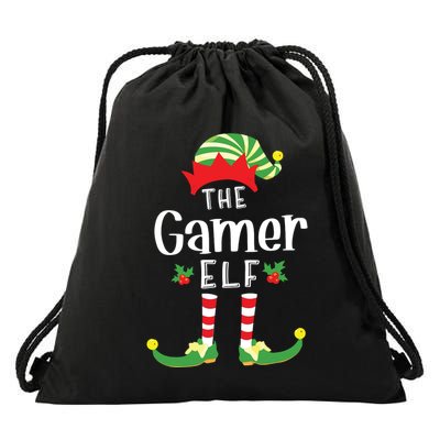 Gamer Christmas Elf Matching Pajama Xmas Party Drawstring Bag