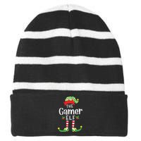 Gamer Christmas Elf Matching Pajama Xmas Party Striped Beanie with Solid Band