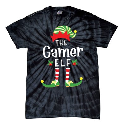 Gamer Christmas Elf Matching Pajama Xmas Party Tie-Dye T-Shirt