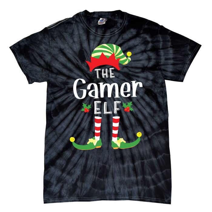 Gamer Christmas Elf Matching Pajama Xmas Party Tie-Dye T-Shirt