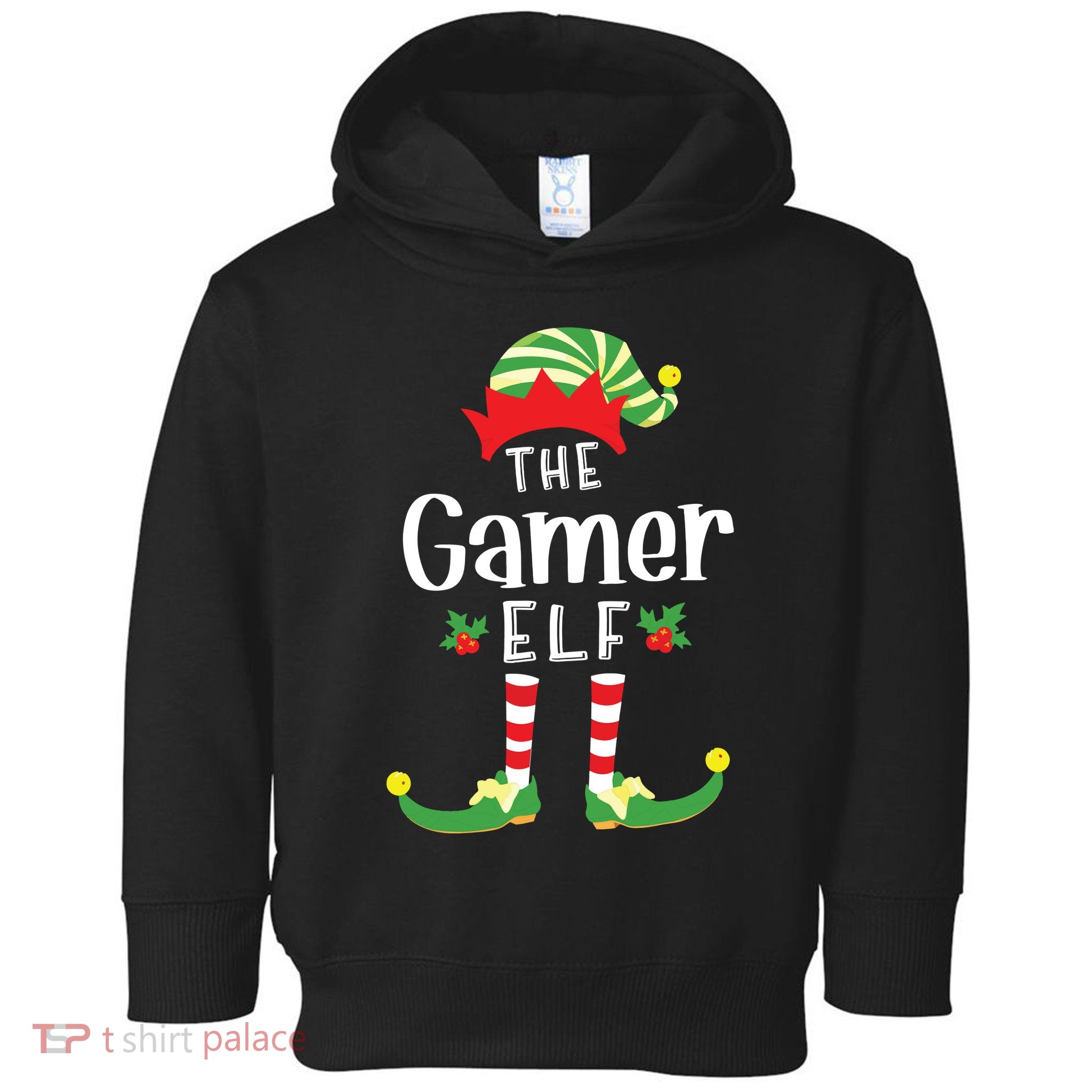 Gamer Christmas Elf Matching Pajama Xmas Party Toddler Hoodie