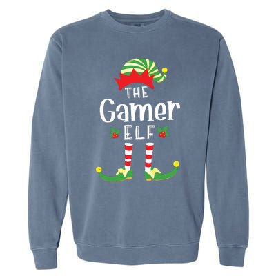 Gamer Christmas Elf Matching Pajama Xmas Party Garment-Dyed Sweatshirt