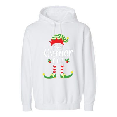 Gamer Christmas Elf Matching Pajama Xmas Party Garment-Dyed Fleece Hoodie