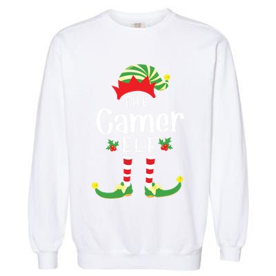 Gamer Christmas Elf Matching Pajama Xmas Party Garment-Dyed Sweatshirt