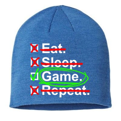 Gamer Cringe Eat Sleep Game Repeat Gift Sustainable Beanie