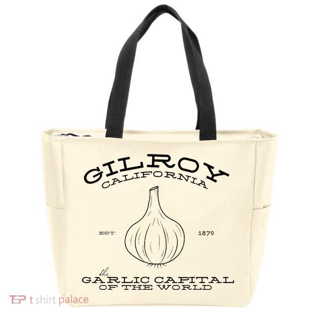 Gilroy California Est 1870 Garlic Lovers Zip Tote Bag